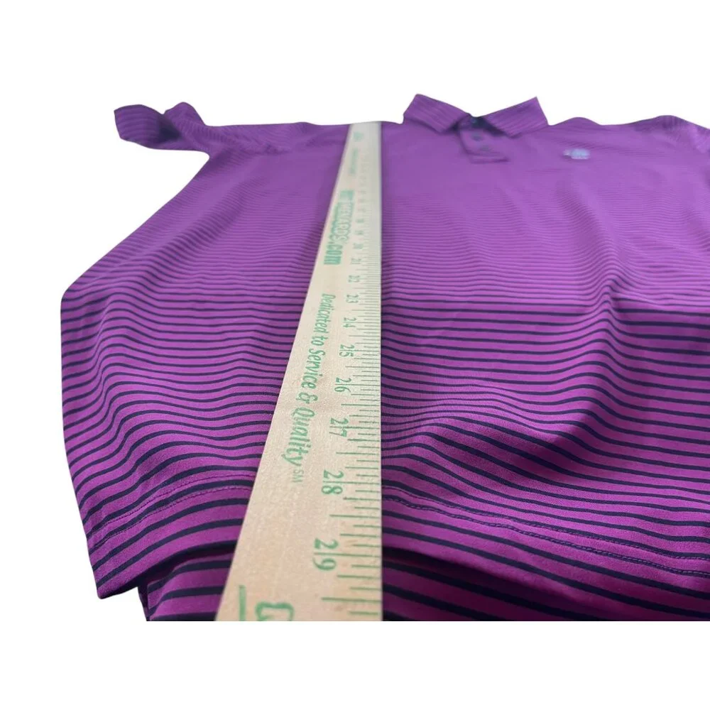 Straight Down Polo Shirt Mens‎ Large Purple Stripe Performance Golf Course